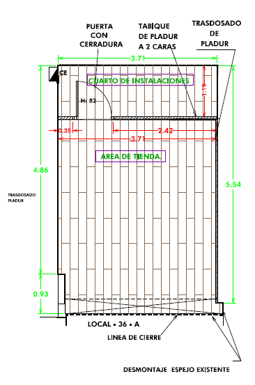 Plano acotado reforma local comercial